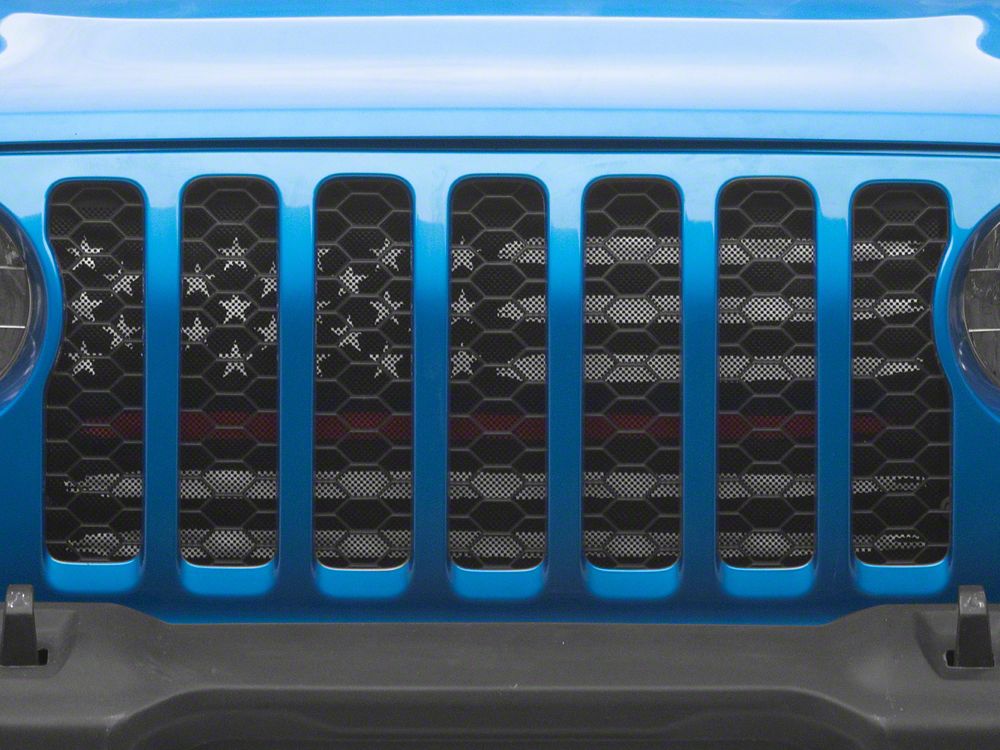 RedRock American Flag V2 Grille Insert; Red and White (20-25 Jeep Gladiator JT, Excluding Mojave)