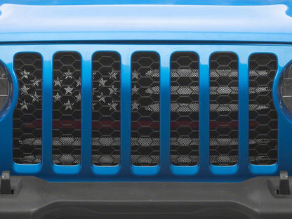 RedRock American Flag V2 Grille Insert; Red and White (20-25 Jeep Gladiator JT, Excluding Mojave)