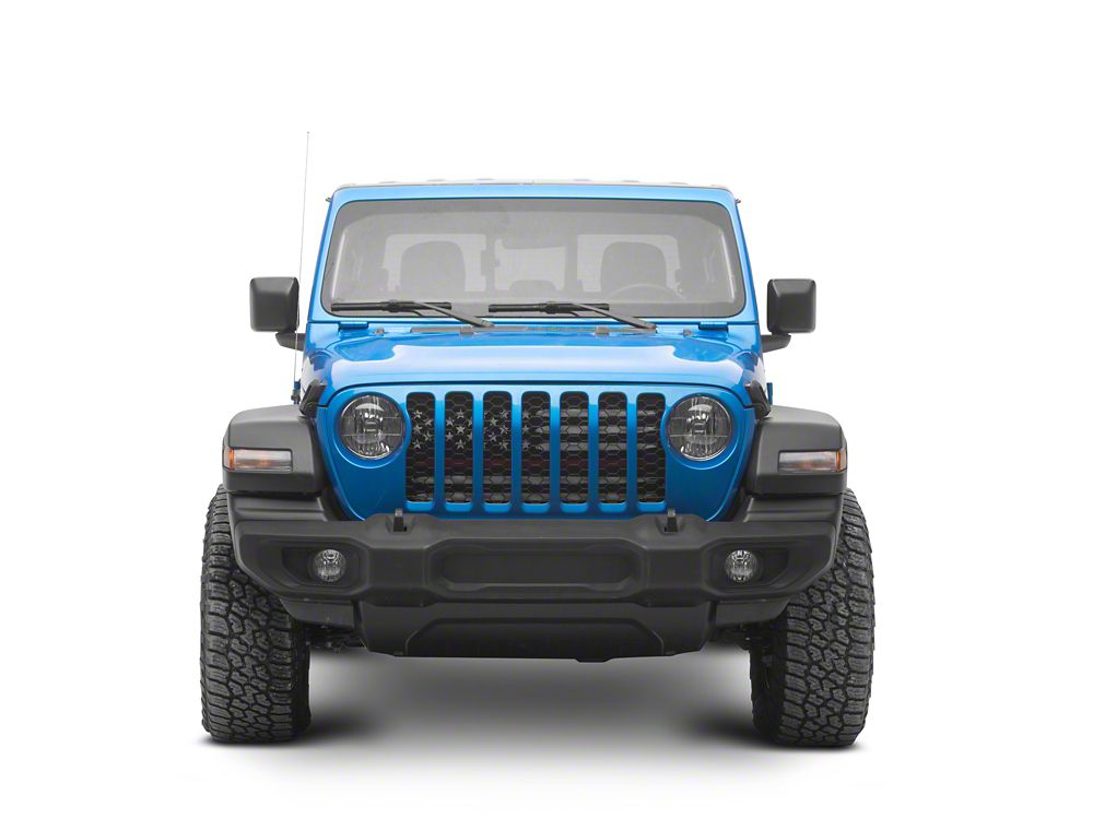 RedRock American Flag V2 Grille Insert; Red and White (20-25 Jeep Gladiator JT, Excluding Mojave)
