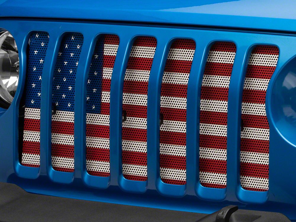 RedRock Grille Insert; Old Glory (20-25 Jeep Gladiator JT w/o TrailCam)
