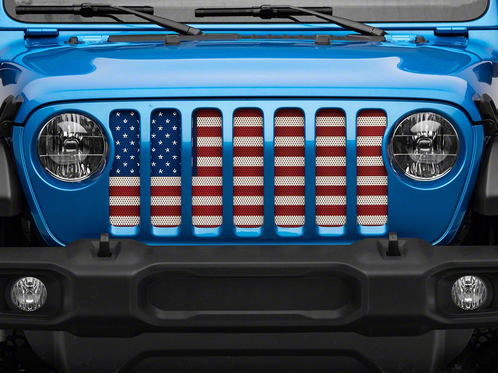RedRock Grille Insert; Old Glory (20-25 Jeep Gladiator JT w/o TrailCam)