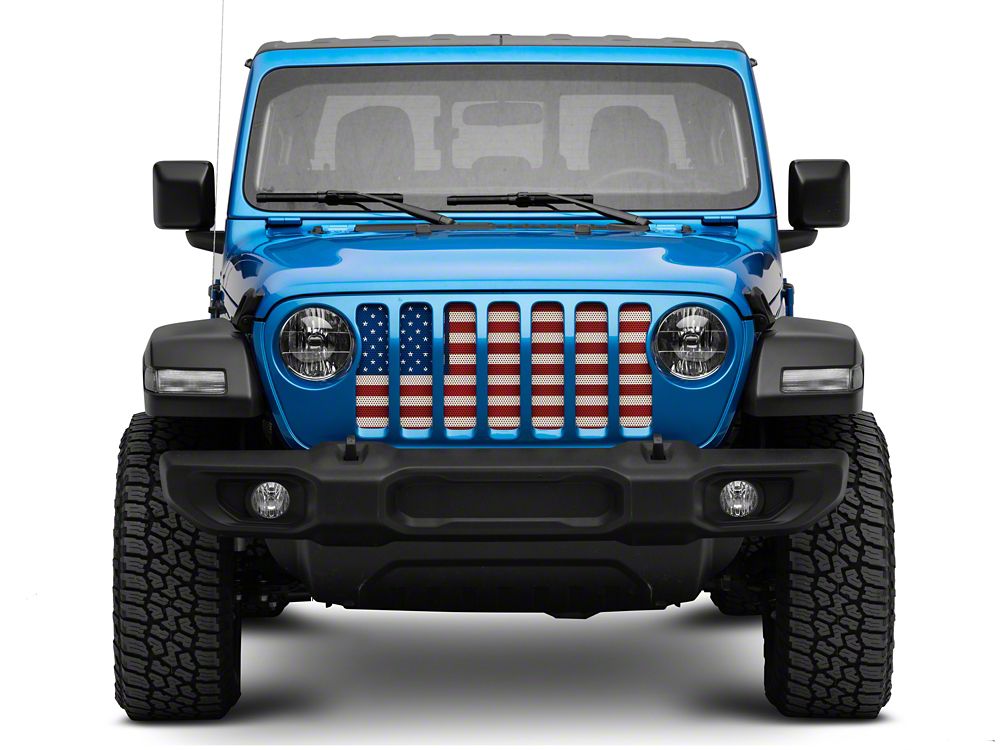 RedRock Grille Insert; Old Glory (20-25 Jeep Gladiator JT w/o TrailCam)