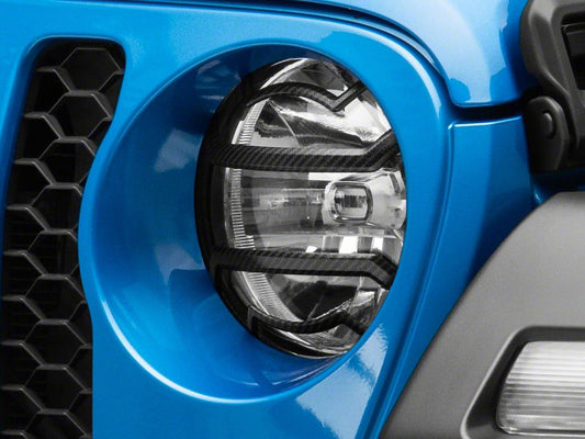RedRock Euro Style Headlight Guards; Carbon Fiber Look (20-25 Jeep Gladiator JT)