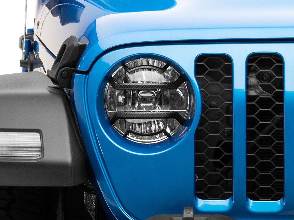 RedRock Euro Style Headlight Guards; Carbon Fiber Look (20-25 Jeep Gladiator JT)