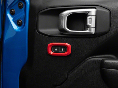 RedRock Door Lock Trim Bezels; Red (20-25 Jeep Gladiator JT)