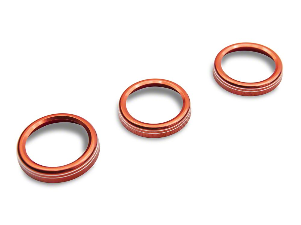 RedRock Billet Aluminum HVAC and Radio Control Knob Trim Ring Set; Red (20-25 Jeep Gladiator JT)