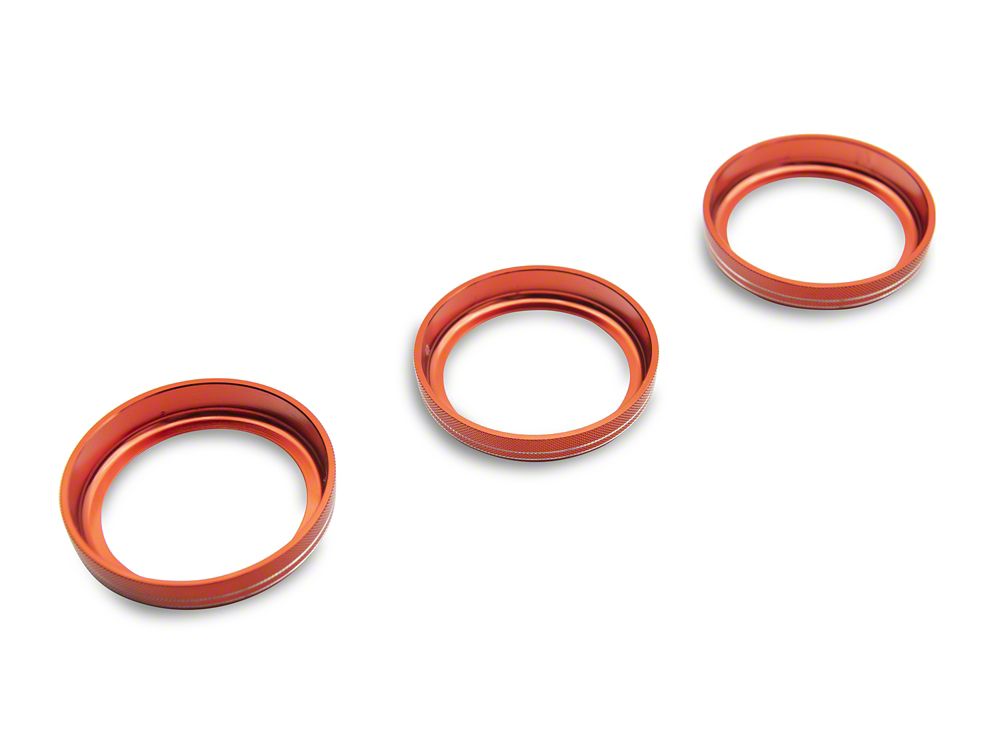 RedRock Billet Aluminum HVAC and Radio Control Knob Trim Ring Set; Red (20-25 Jeep Gladiator JT)