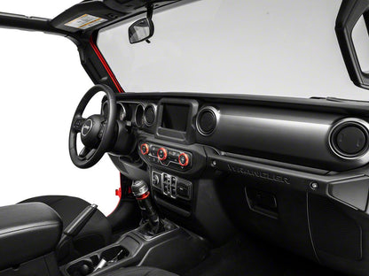 RedRock Billet Aluminum HVAC and Radio Control Knob Trim Ring Set; Red (20-25 Jeep Gladiator JT)