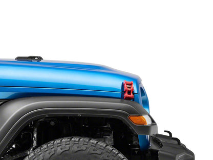 RedRock Billet Aluminum Hood Catch Set; Red (20-25 Jeep Gladiator JT)