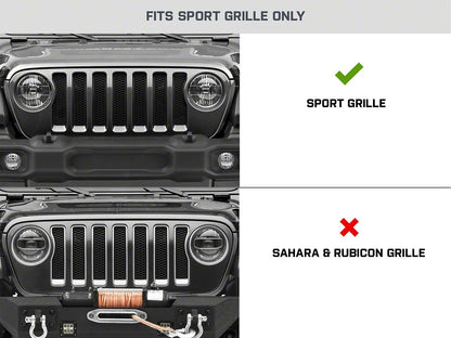 RedRock Headlight Trim and Grille Insert Kit; Matte Black (18-23 Jeep Wrangler JL Sport w/o TrailCam)