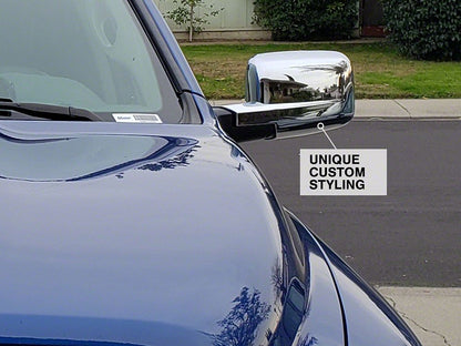RedRock Mirror Covers without Turn Signal Light Cutout; Chrome (09-18 RAM 1500)