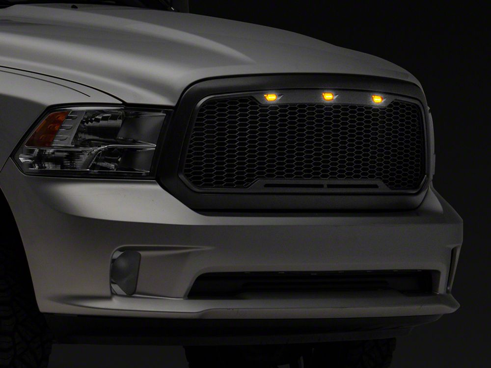 RedRock Baja Upper Replacement Grille with LED Lighting; Charcoal (13-18 RAM 1500, Excluding Rebel)
