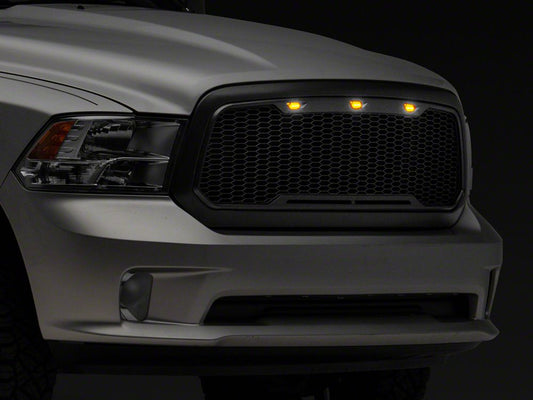 RedRock Baja Upper Replacement Grille with LED Lighting; Charcoal (13-18 RAM 1500, Excluding Rebel)