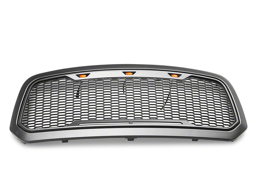 RedRock Baja Upper Replacement Grille with LED Lighting; Charcoal (13-18 RAM 1500, Excluding Rebel)