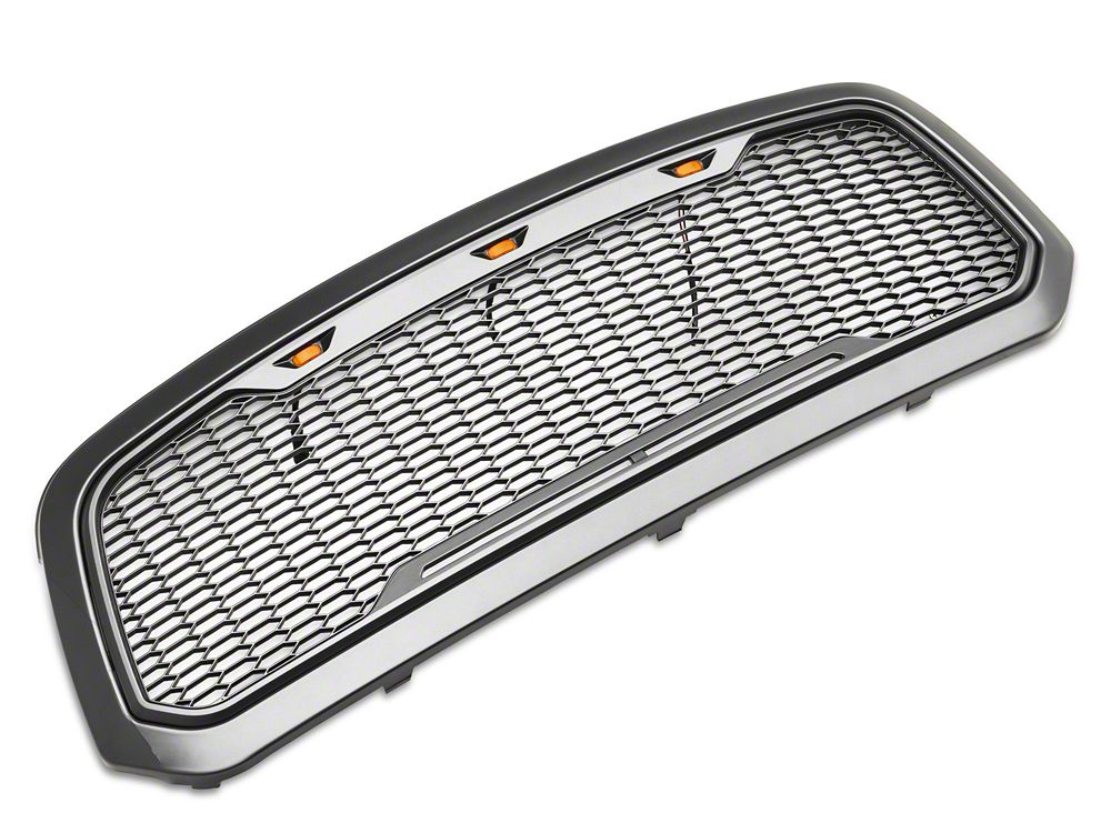 RedRock Baja Upper Replacement Grille with LED Lighting; Charcoal (13-18 RAM 1500, Excluding Rebel)