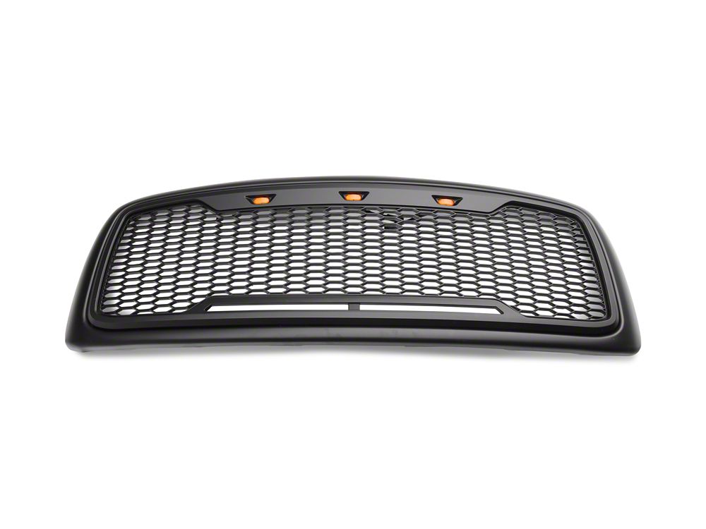 RedRock Baja Upper Replacement Grille with LED Lighting; Matte Black (02-05 RAM 1500)