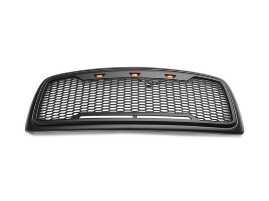 RedRock Baja Upper Replacement Grille with LED Lighting; Matte Black (02-05 RAM 1500)