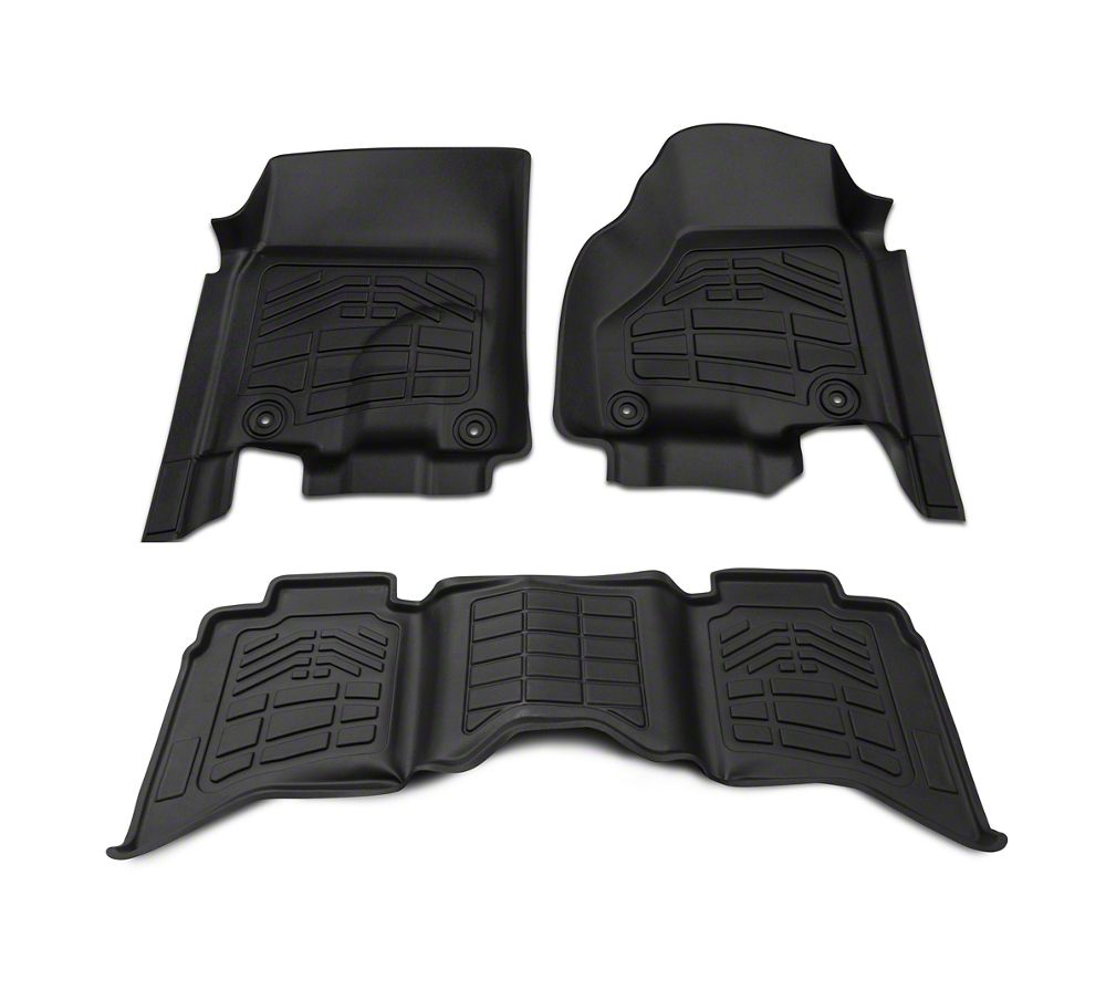 RedRock Sure-Fit Front and Second Row Floor Liners; Black (13-18 RAM 1500 Crew Cab)