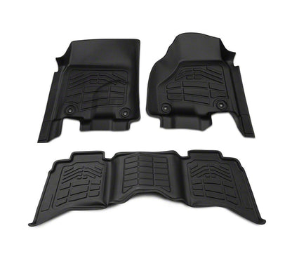 RedRock Sure-Fit Front and Second Row Floor Liners; Black (13-18 RAM 1500 Crew Cab)