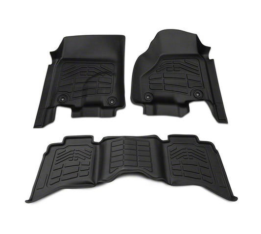 RedRock Sure-Fit Front and Second Row Floor Liners; Black (13-18 RAM 1500 Crew Cab)