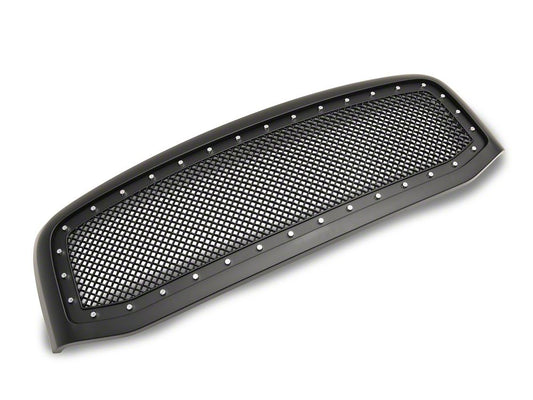 RedRock Mesh Upper Replacement Grille with Rivets; Matte Black (06-08 RAM 1500)