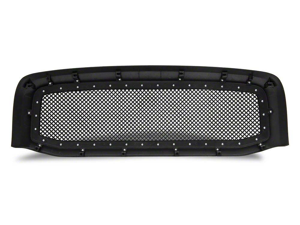 RedRock Mesh Upper Replacement Grille with Rivets; Matte Black (06-08 RAM 1500)