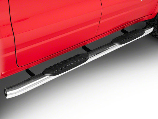 RedRock 5-Inch Oval Bent End Side Step Bars; Stainless Steel (19-25 RAM 1500 Crew Cab)