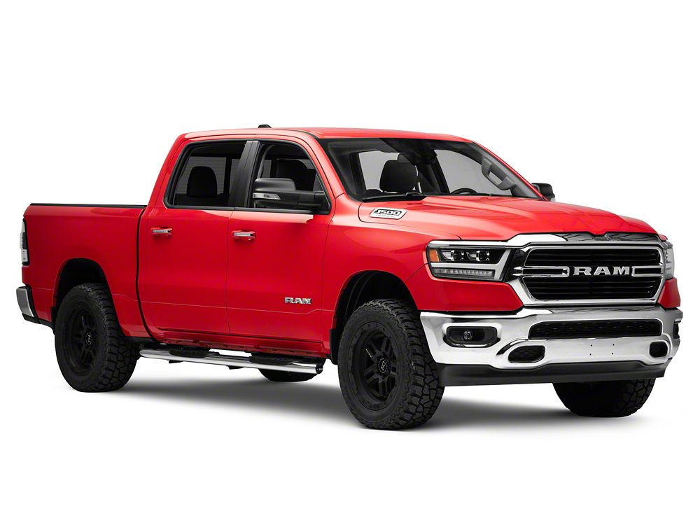 RedRock 5-Inch Oval Bent End Side Step Bars; Stainless Steel (19-25 RAM 1500 Crew Cab)