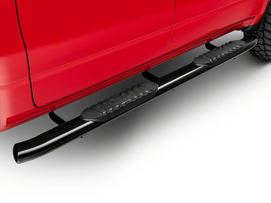 RedRock 5-Inch Oval Bent End Side Step Bars; Black (19-25 RAM 1500 Crew Cab)