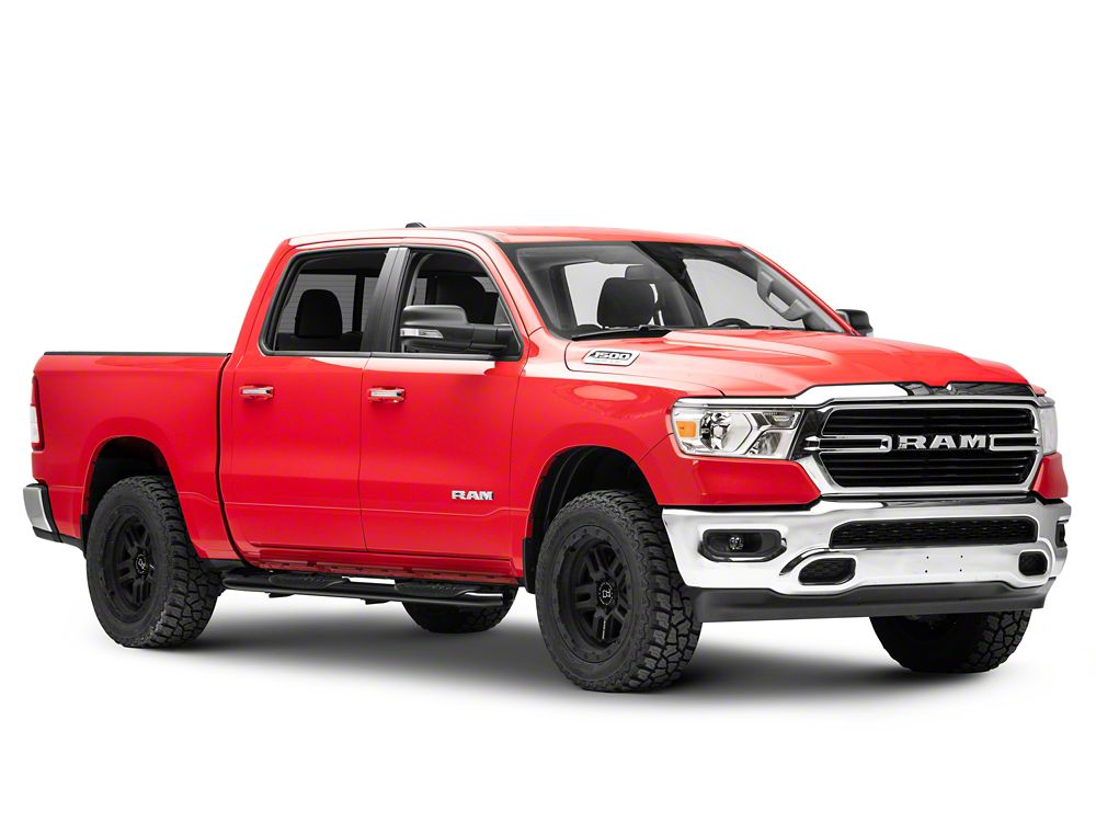 RedRock 5-Inch Oval Bent End Side Step Bars; Black (19-25 RAM 1500 Crew Cab)