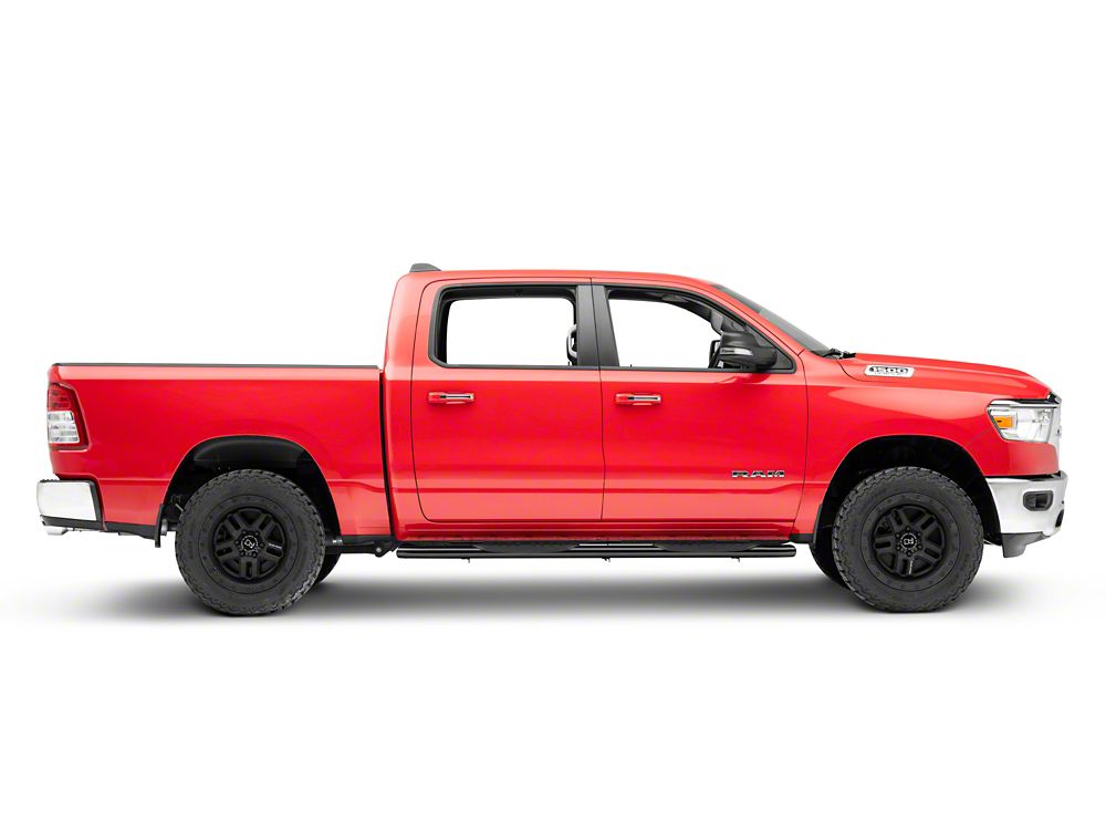 RedRock 5-Inch Oval Bent End Side Step Bars; Black (19-25 RAM 1500 Crew Cab)