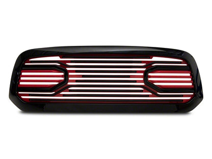 RedRock Big Horn Style Upper Replacement Grille; Black and Red (13-18 RAM 1500, Excluding Rebel)