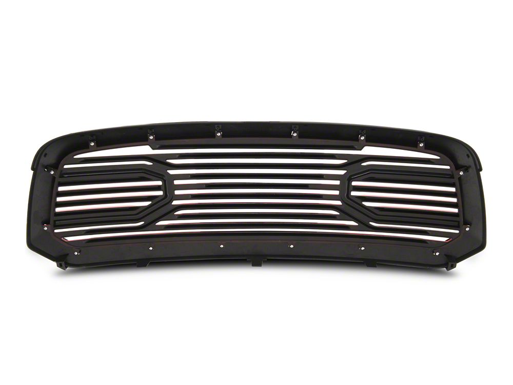 RedRock Big Horn Style Upper Replacement Grille; Black and Red (13-18 RAM 1500, Excluding Rebel)