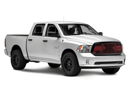 RedRock Big Horn Style Upper Replacement Grille; Black and Red (13-18 RAM 1500, Excluding Rebel)