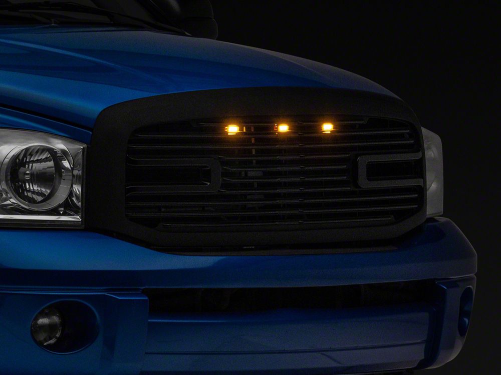 RedRock Boss Upper Replacement Grille with LED DRL; Matte Black (06-08 RAM 1500)