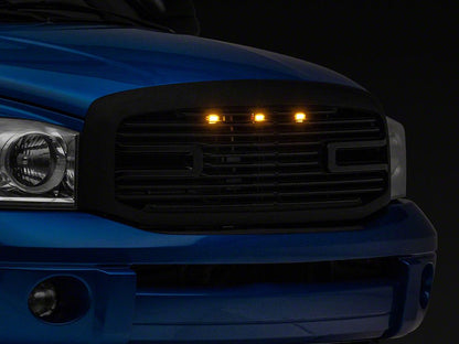 RedRock Boss Upper Replacement Grille with LED DRL; Matte Black (06-08 RAM 1500)