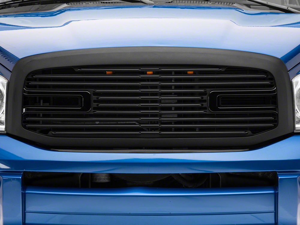 RedRock Boss Upper Replacement Grille with LED DRL; Matte Black (06-08 RAM 1500)