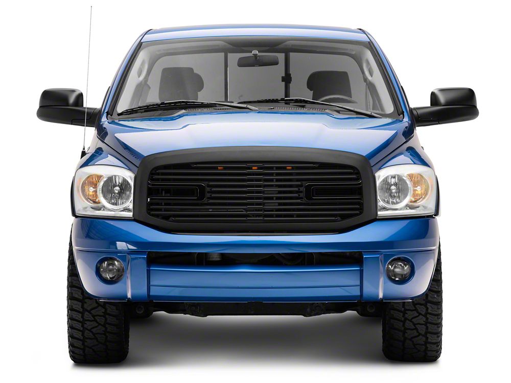RedRock Boss Upper Replacement Grille with LED DRL; Matte Black (06-08 RAM 1500)