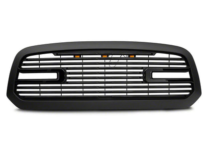 RedRock Boss Upper Replacement Grille with LED DRL; Matte Black (13-18 RAM 1500, Excluding Rebel)