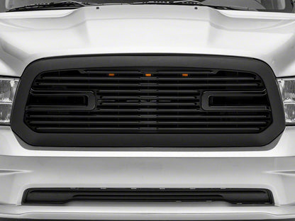 RedRock Boss Upper Replacement Grille with LED DRL; Matte Black (13-18 RAM 1500, Excluding Rebel)