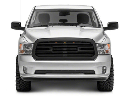 RedRock Boss Upper Replacement Grille with LED DRL; Matte Black (13-18 RAM 1500, Excluding Rebel)