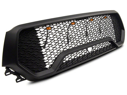 RedRock Rebel Style Upper Replacement Grille with LED DRL; Matte Black (19-24 RAM 1500 Big Horn, Laramie, Lone Star, Tradesman, Excluding Classic)