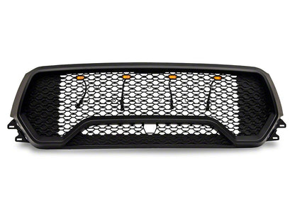RedRock Rebel Style Upper Replacement Grille with LED DRL; Matte Black (19-24 RAM 1500 Big Horn, Laramie, Lone Star, Tradesman, Excluding Classic)
