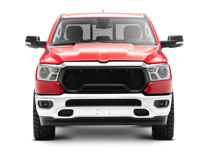 RedRock Rebel Style Upper Replacement Grille with LED DRL; Matte Black (19-24 RAM 1500 Big Horn, Laramie, Lone Star, Tradesman, Excluding Classic)