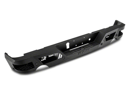 RAM Licensed by RedRock Extreme HD Rear Bumper with RAM Logo; Textured Black (09-18 RAM 1500)