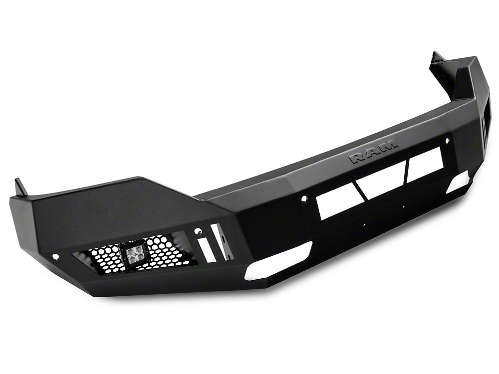 RAM Licensed by RedRock Extreme HD Front Bumper with LED Fog Lights and RAM Logo; Textured Black (13-18 RAM 1500, Excluding Rebel)