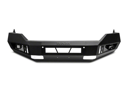 RAM Licensed by RedRock Extreme HD Front Bumper with LED Fog Lights and RAM Logo; Textured Black (13-18 RAM 1500, Excluding Rebel)