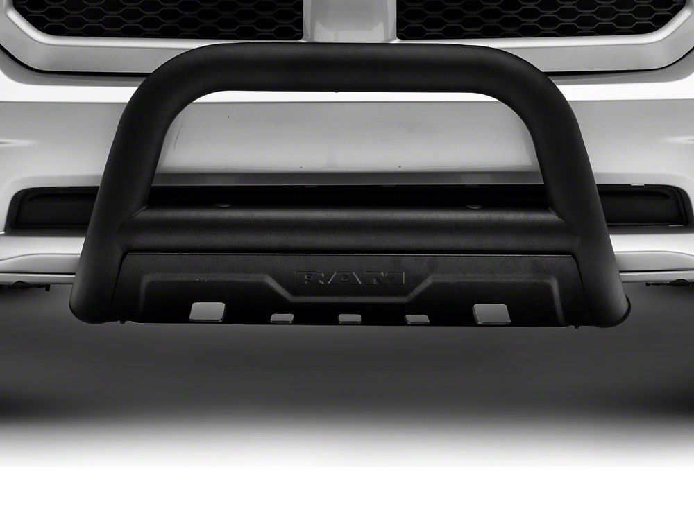 RAM Licensed by RedRock 3.50-Inch Oval Bull Bar with Skid Plate and Ram Logo; Black (09-18 RAM 1500, Excluding Rebel)
