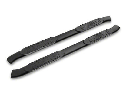 RAM Licensed by RedRock 5-Inch Oval Bent End Side Step Bars with Ram Logo; Textured Black (09-18 RAM 1500 Crew Cab)
