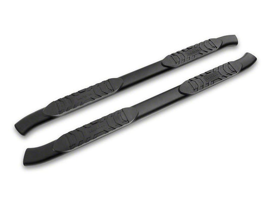RAM Licensed by RedRock 5-Inch Oval Bent End Side Step Bars with Ram Logo; Textured Black (09-18 RAM 1500 Crew Cab)